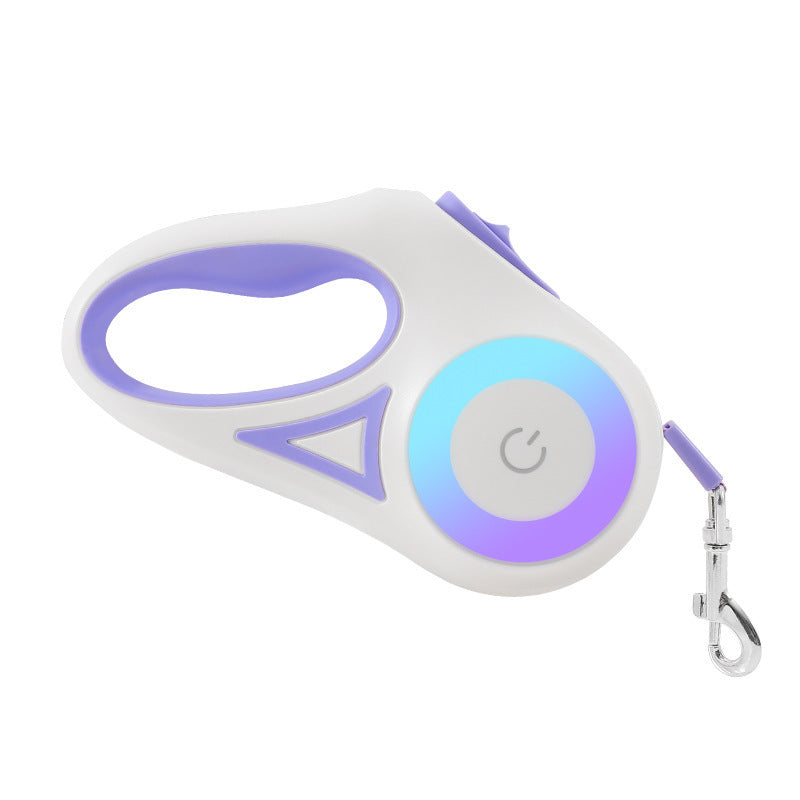 Retractable leash and collar combo with built-in spotlight for visibility