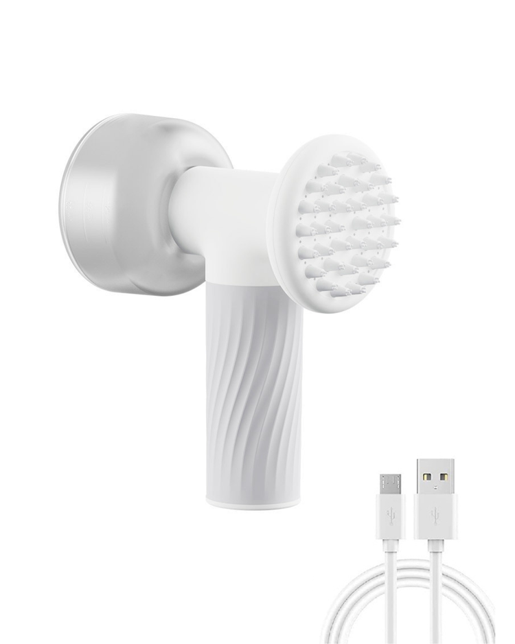 Electric grooming brush with built-in soap dispenser for easy and efficient pet bathing