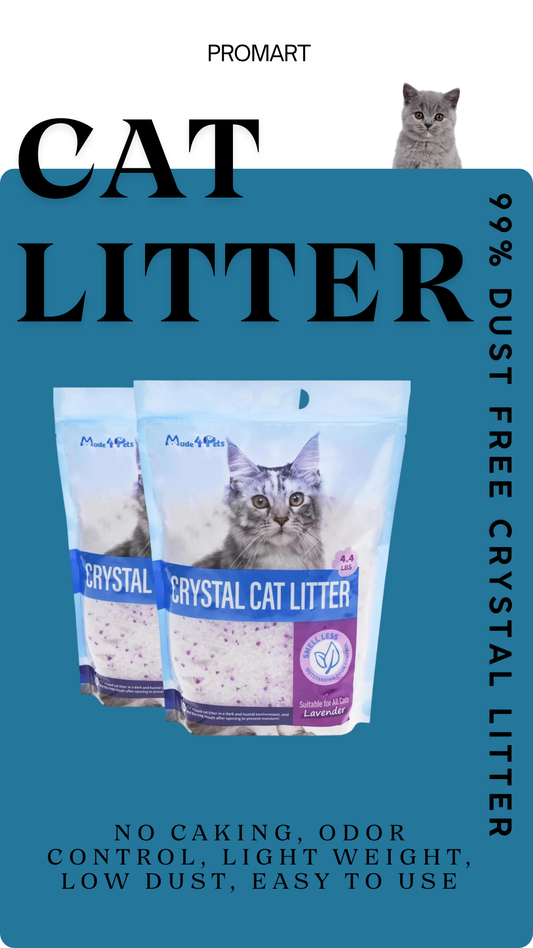 Crystal Cat Litter For Pets, No Caking, Odor Control, Light Weight, Low Dust, Easy To Use