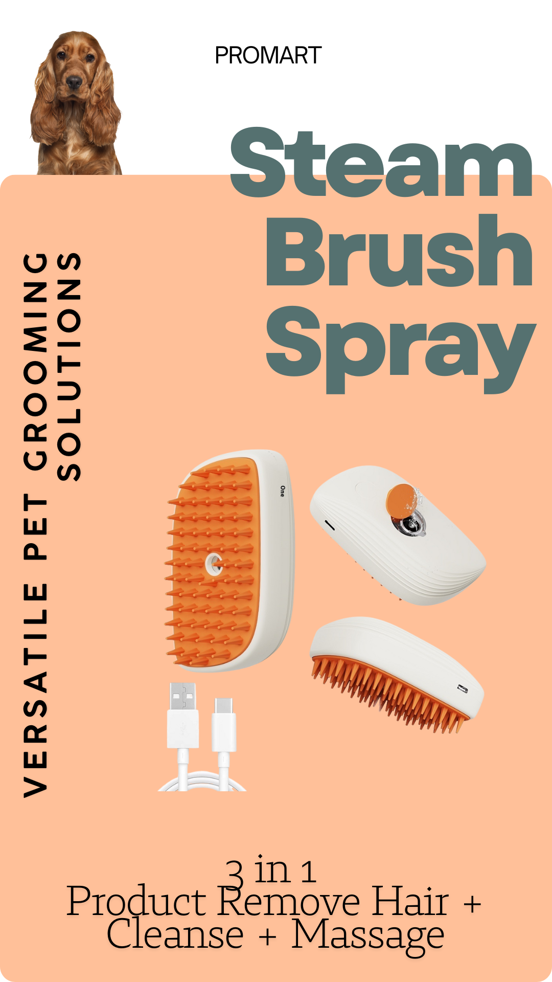 USB Rechargeable Pets Steam Brush Spray Massage Comb Pet Grooming Tools Cat Steam Comb Pet Products