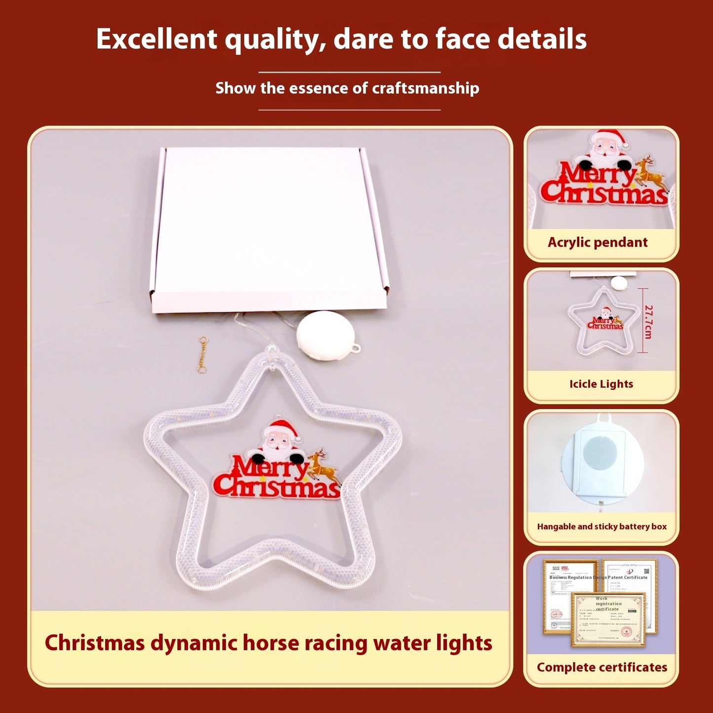 Christmas Atmosphere Decoration Star Pendent LED Light