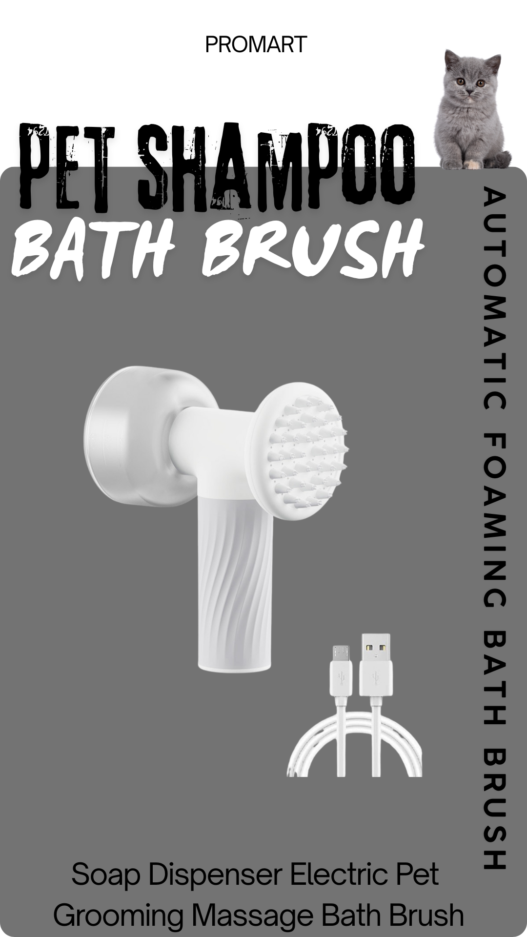 Automatic Foaming Dog Cat Bath Brush Dog Shampoo Brush With Soap Dispenser Electric Pet Grooming Massage Brush Pet Bath Brush Scrubber Comb For Dog Cat Pet Products