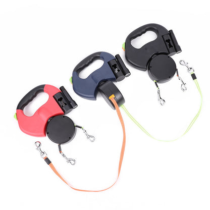 RICH LOOK Retractable Dog Leash for Dogs Reflective Dual Pet Leash Lead 360 Swivel Dog Walking Leash With Lights