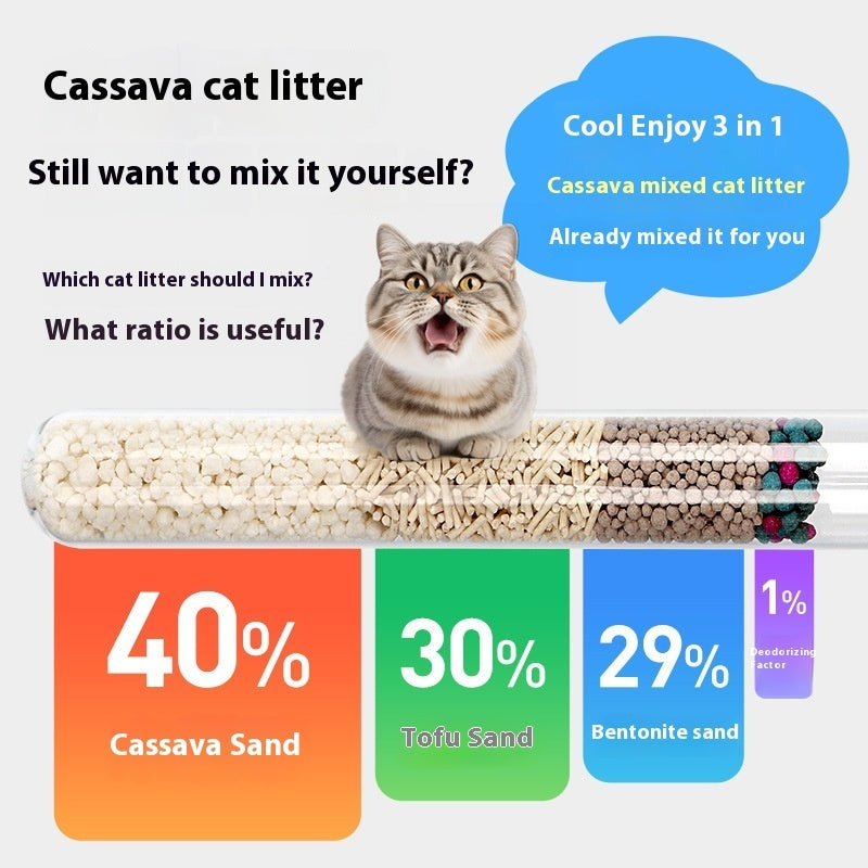 Big Bag 10kg Mixed Bitter Cassava Cat Litter Deodorant Dust-free Tofu Bentonite