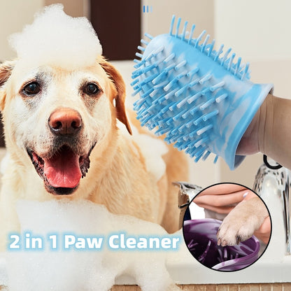 2 In 1 Dog Paw Cleaner Cup Soft Pet Dog Foot Cleaning Washer Cup Portable Pet Foot Washer Paw Clean Foot Cleaning