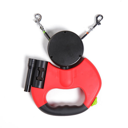 RICH LOOK Retractable Dog Leash for Dogs Reflective Dual Pet Leash Lead 360 Swivel Dog Walking Leash With Lights