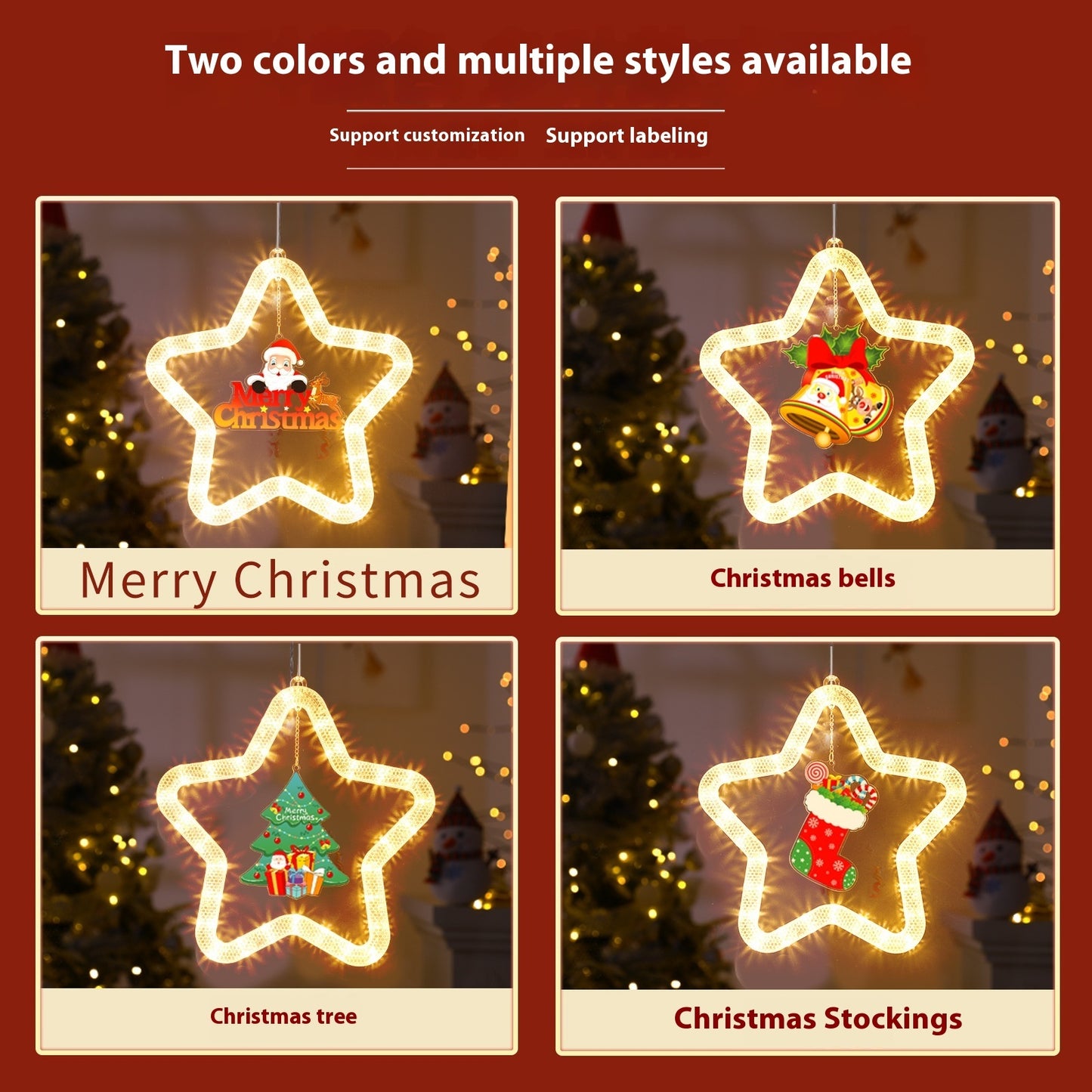 Christmas Atmosphere Decoration Star Pendent LED Light